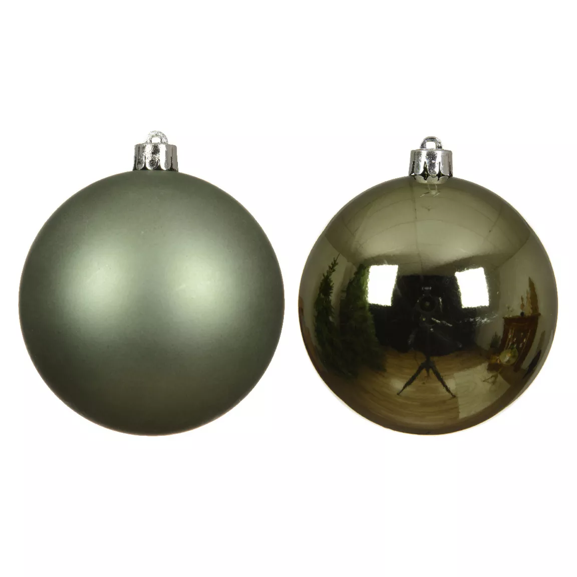 Lot de 4 boules de Noël (D100 mm) Alpine Vert romarin