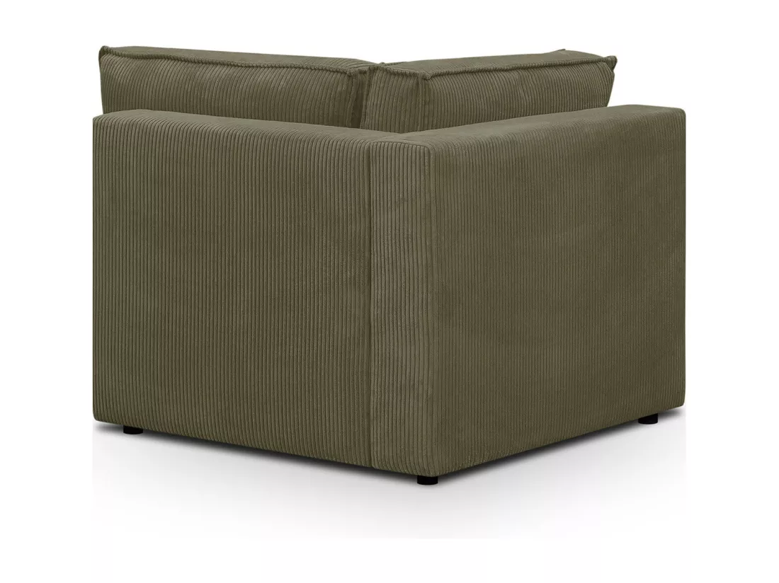 Module d'angle à droite en velours côtelé vert kaki - Harper Mod