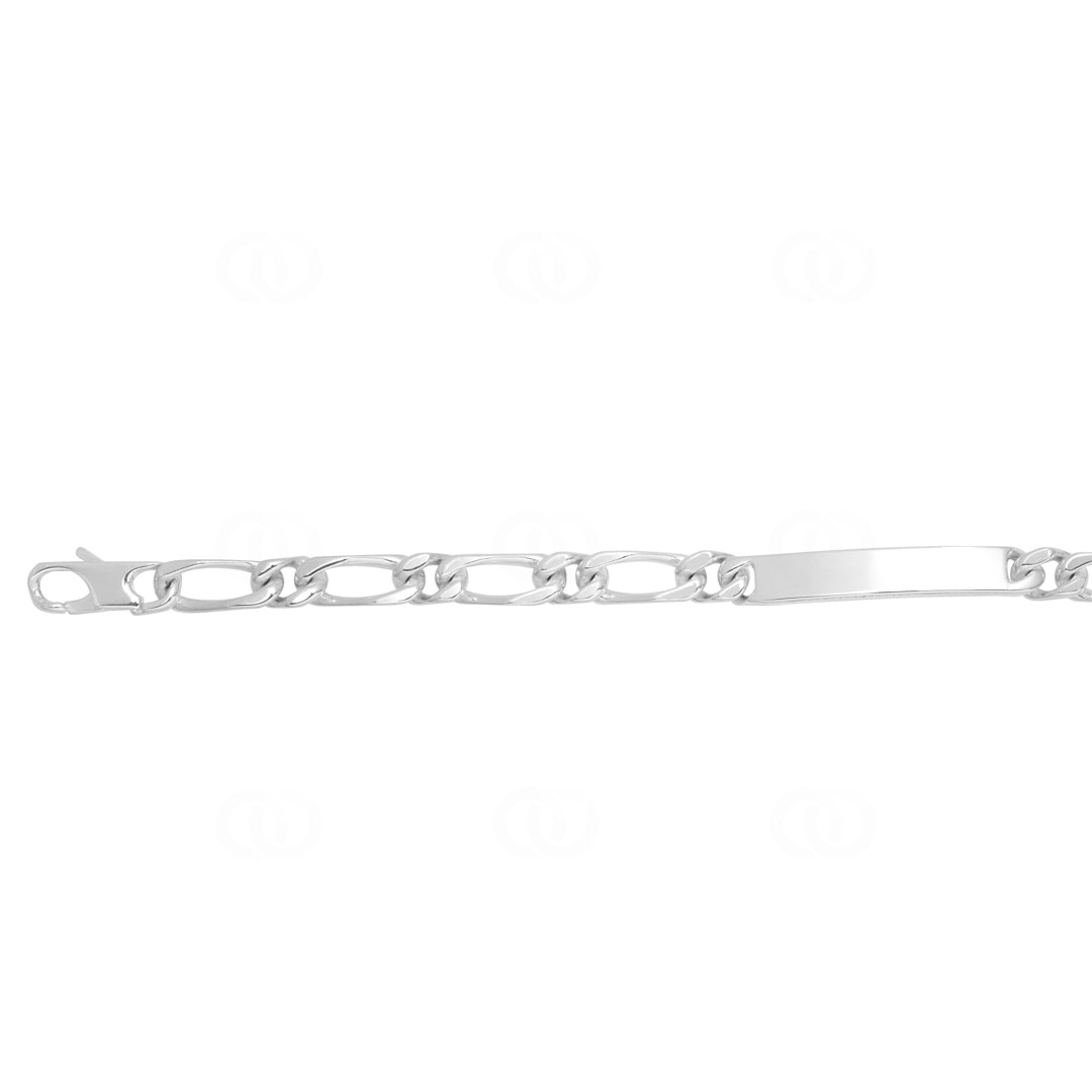 Gravurarmband Figaro 1+1 4-seitig 925 Silber rhodiniert 6.0mm