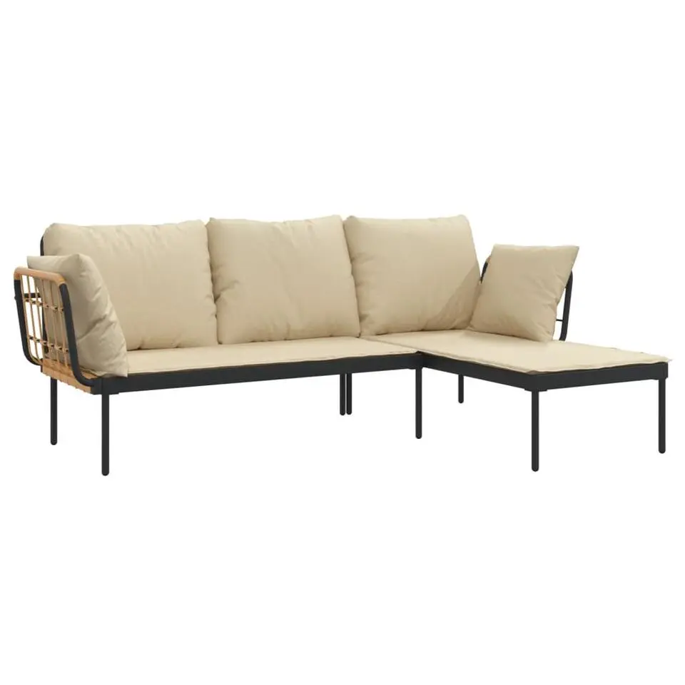 vidaXL - Loungeset - Antraciet - Poly rattan - 3 stuks - Met kussens