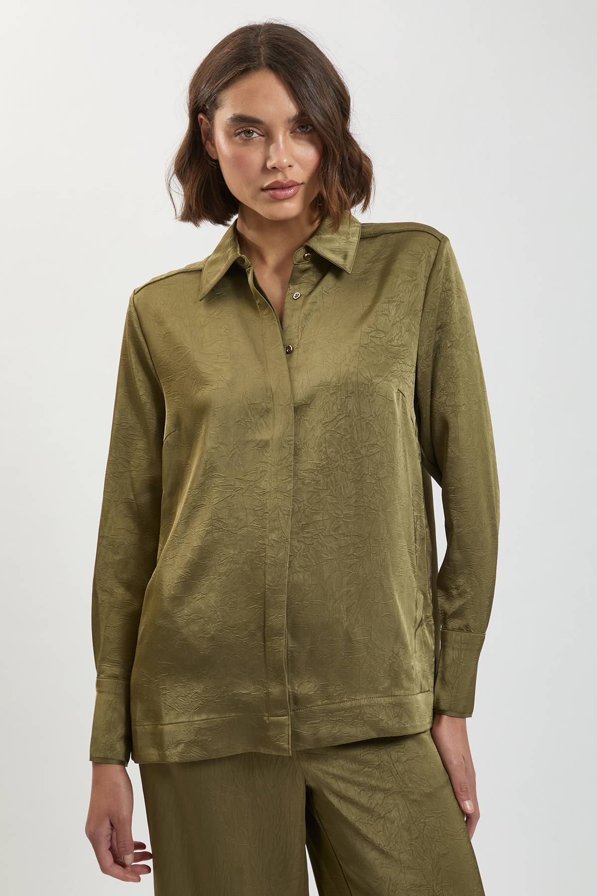 KarenMillen Chemise Tissée Décontractée En Satin Martelé Petite