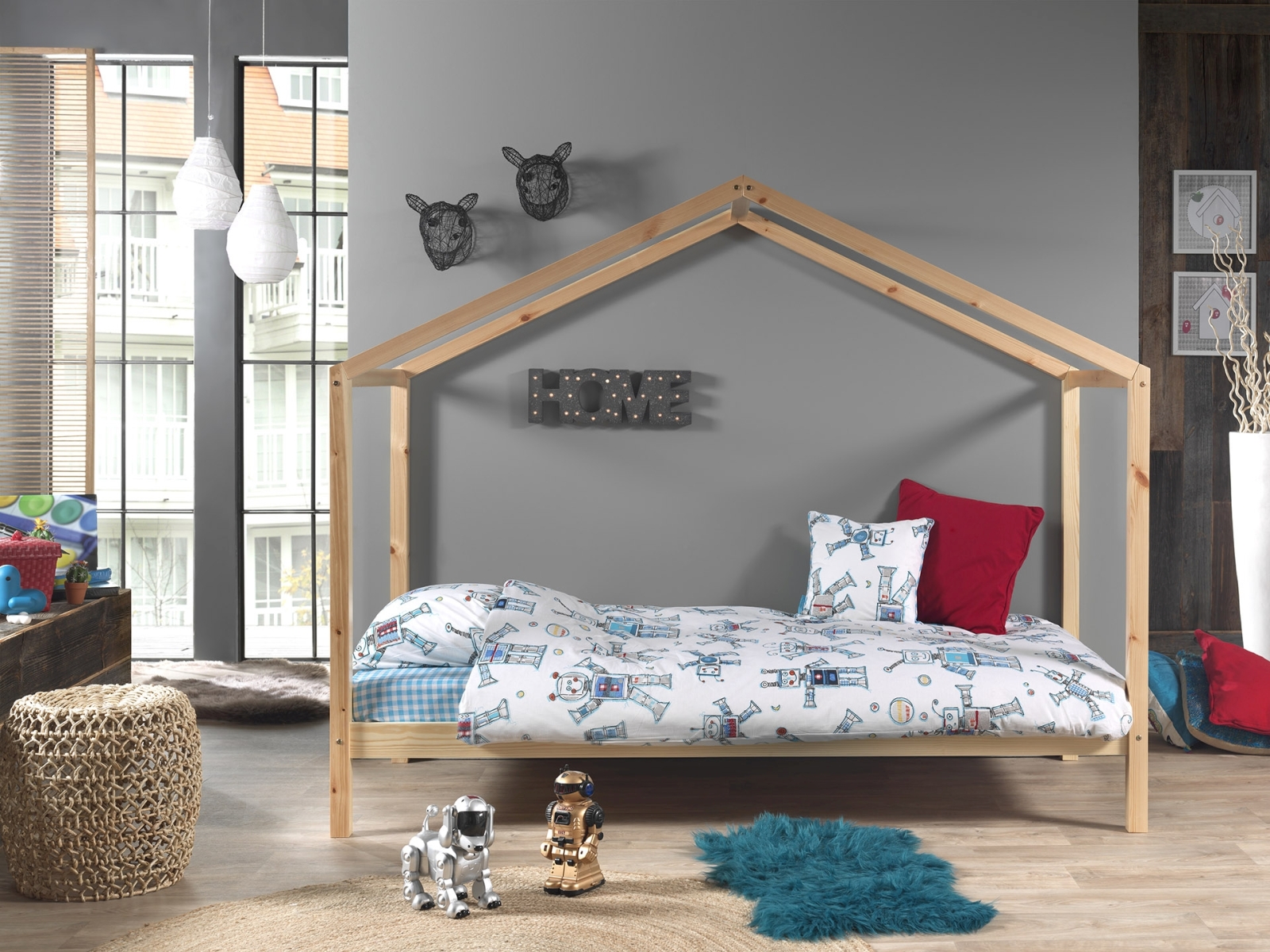 Hausbett-Set DALLAS 3 - natur - mit Matratze - 90x200 cm