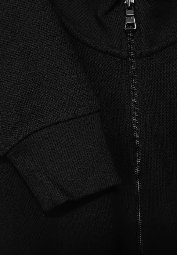 Doubleface Sweatshirtjacke - Black