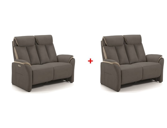 CONCEPT1 - Canapé tissu Paris gris 2 places électrique + 2 places fixe