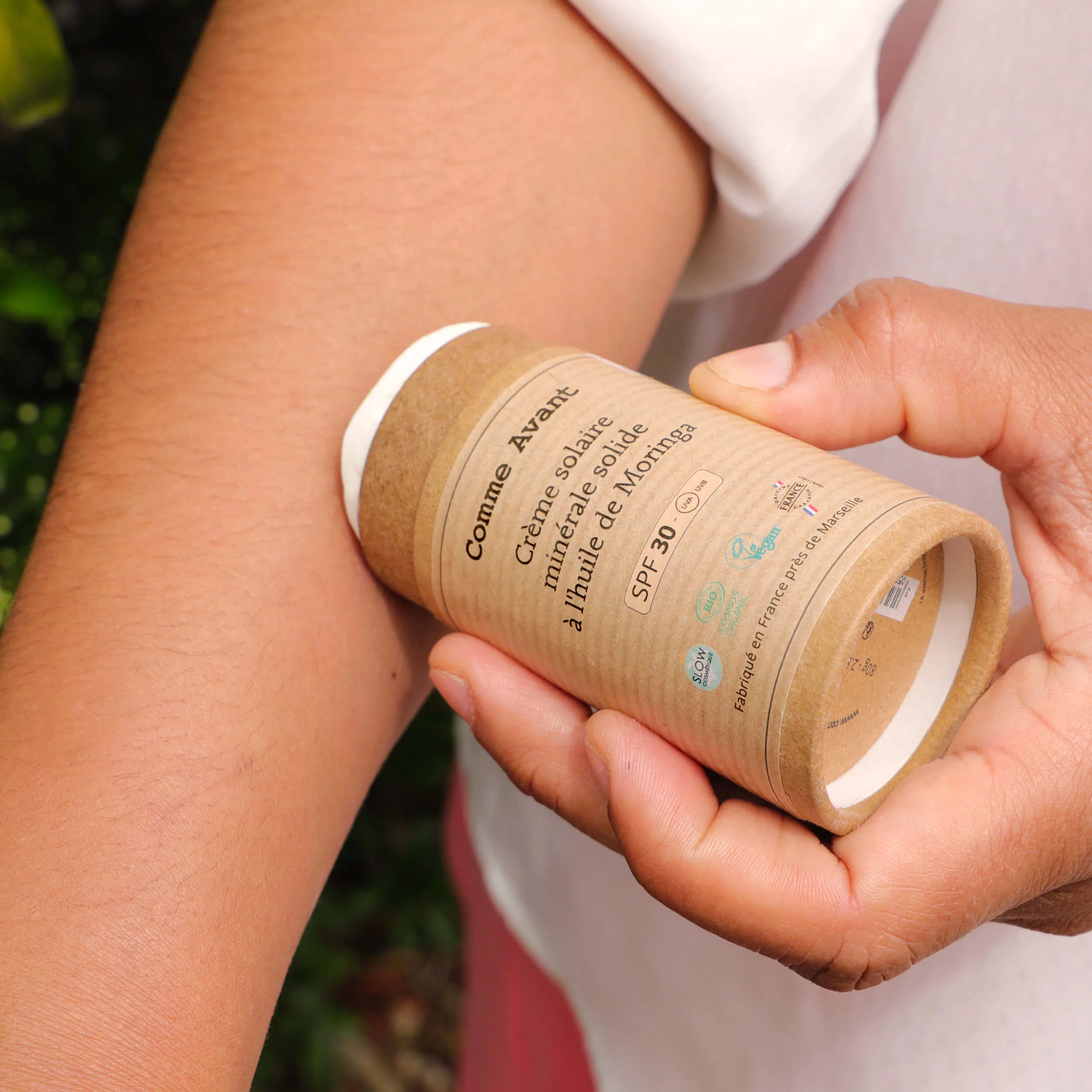 Crème solaire SPF30 minérale solide à l'huile de moringa - Version 3 - 1 crème solaire - 80g / Brut sans parfum