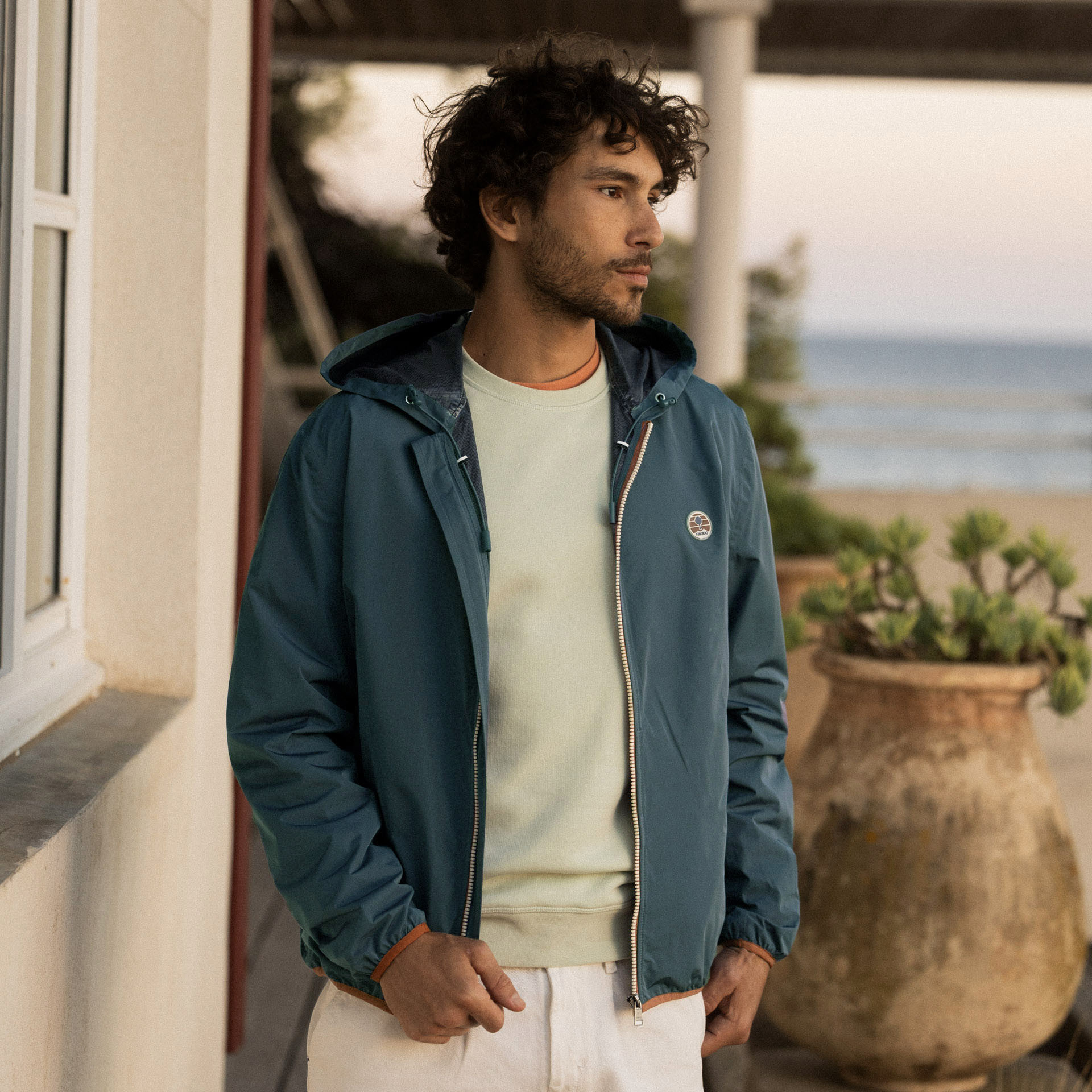 Imperméable bleu polyester recyclé - modèle carnoet