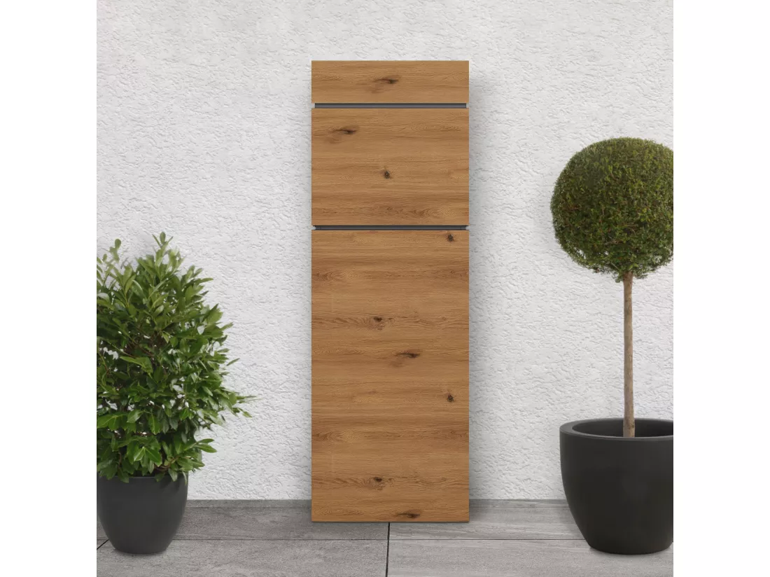 Boîte aux lettres sur pied acier brun aspect bois 39,5x14,1x115 cm boîte postale