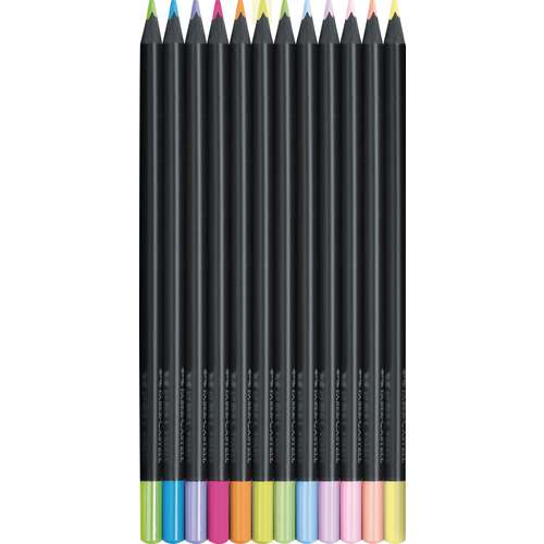 FABER-CASTELL Black Edition Buntstifte Neon & Pastell, 12er-Kartonetui