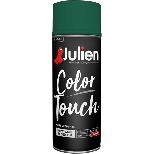 Peinture brillante multi-supports Color Touch Julien - Aérosol de 400 ml, vert basque RAL6005