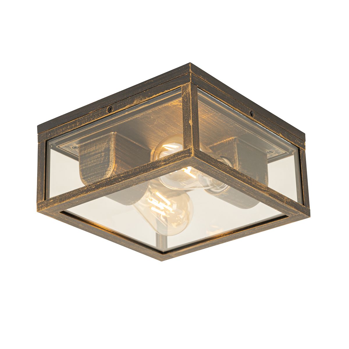 Vintage plafondlamp antiek goud IP44  2-lichts - Charlois