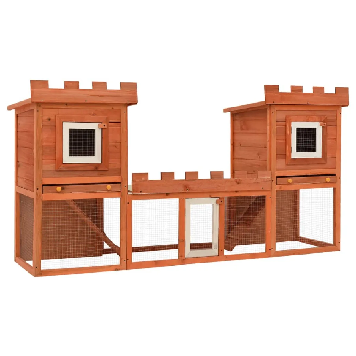vidaXL Clapier d'extérieur - Double maison