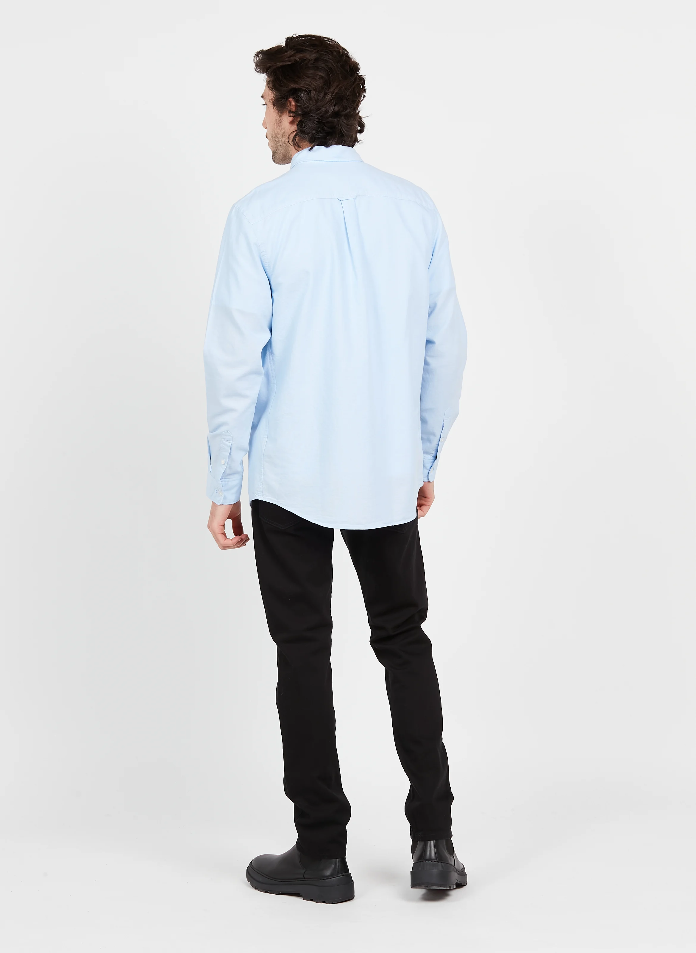 Chemise col américain regular-fit en coton bio | Bleu