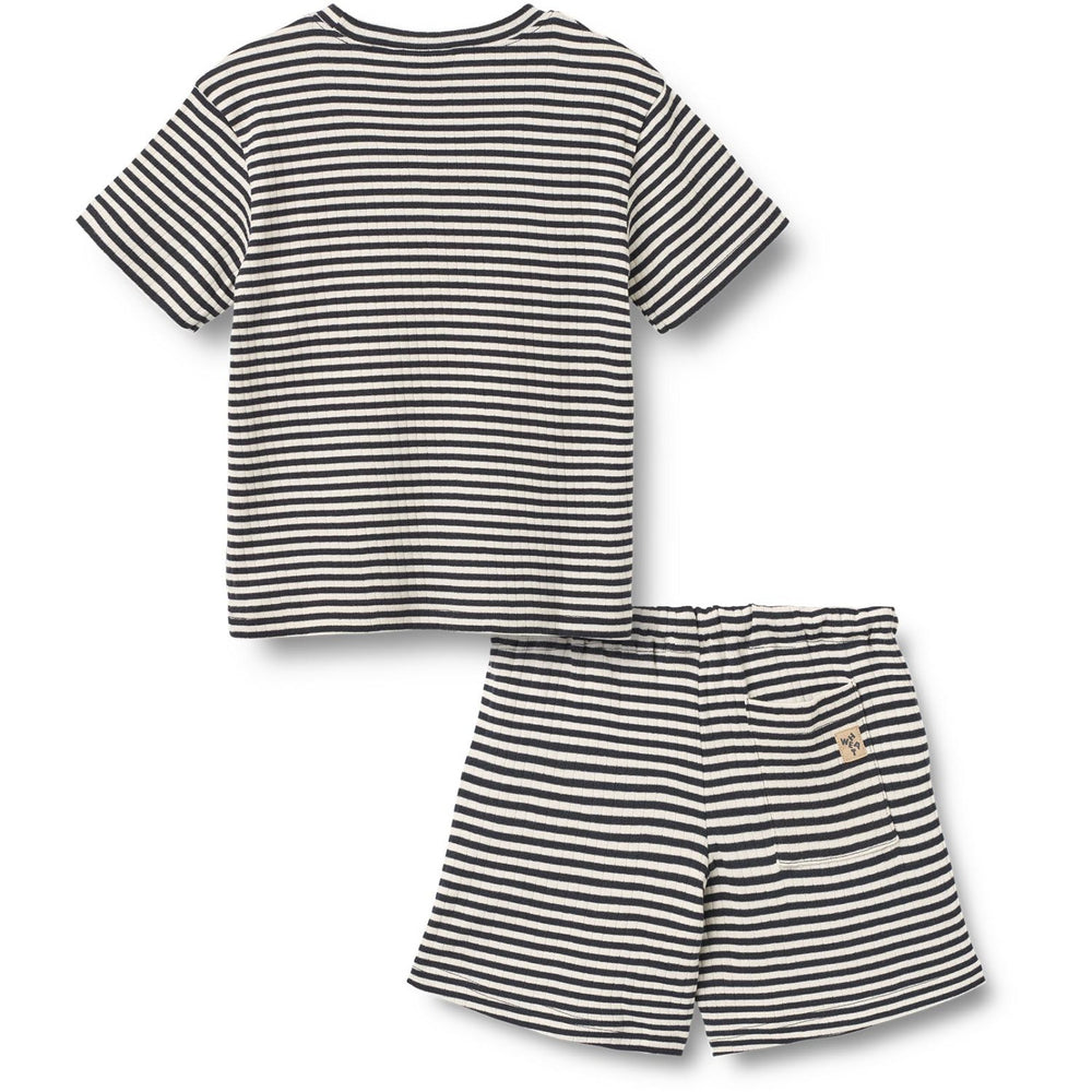 Køb Wheat Navy Rib Stripe Sæt T-shirt S/S & Shorts Fabian