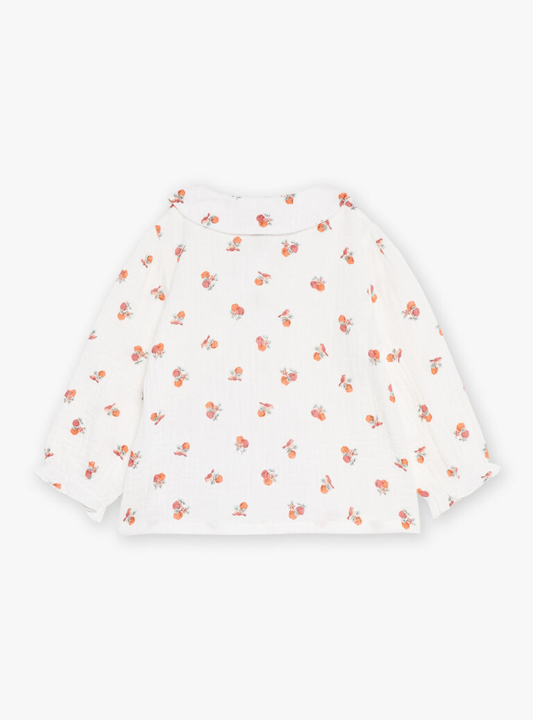Chemisier vanille en gaze de coton à imprimé fruits