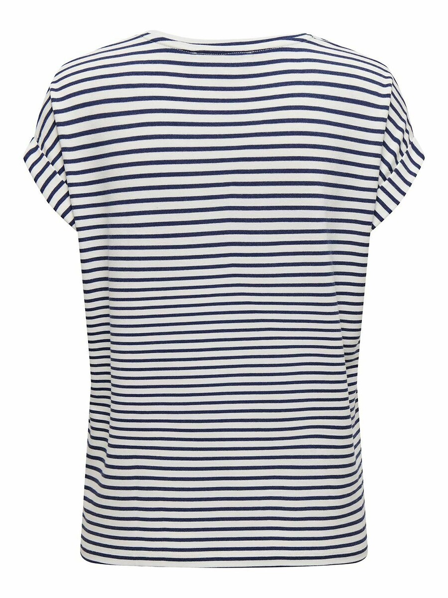 SOMENTE<br>Camiseta com listras finas, mangas curtas