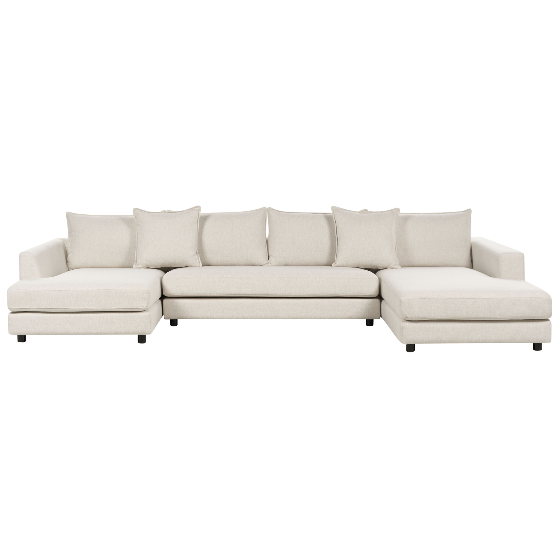 Beliani-LILVIKEN-Bank U-vormig-Lichtbeige-5 persoons-Polyester