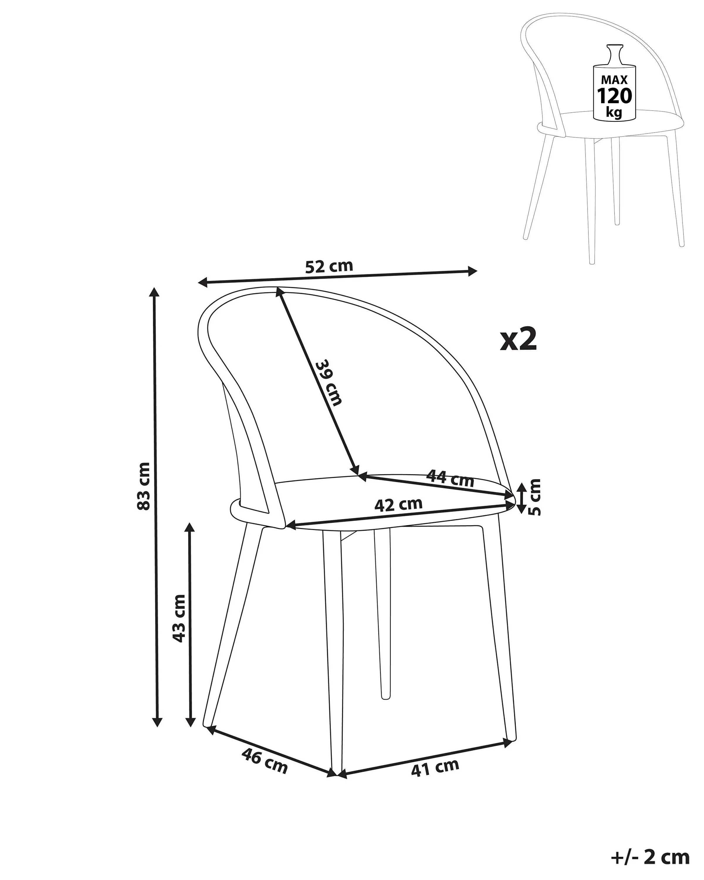 Set van 2 eetkamerstoelen CORNELL Metaal Zwart