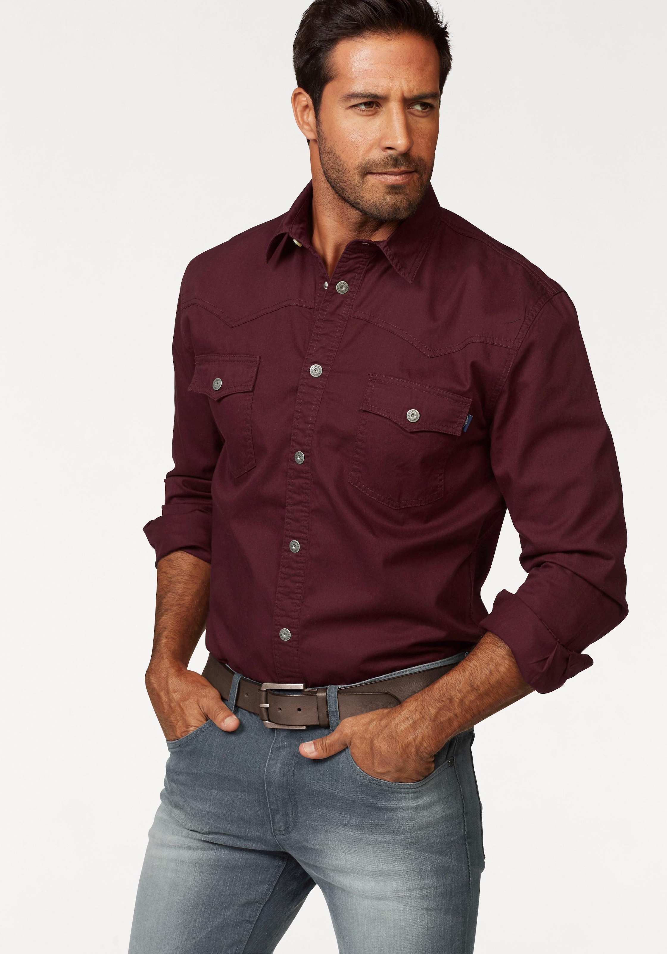 Arizona Langarmhemd , im Western-Stil