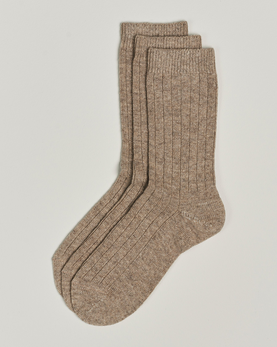 Amanda Christensen 3-Pack Supreme Wool/Cashmere Sock Beige Melange