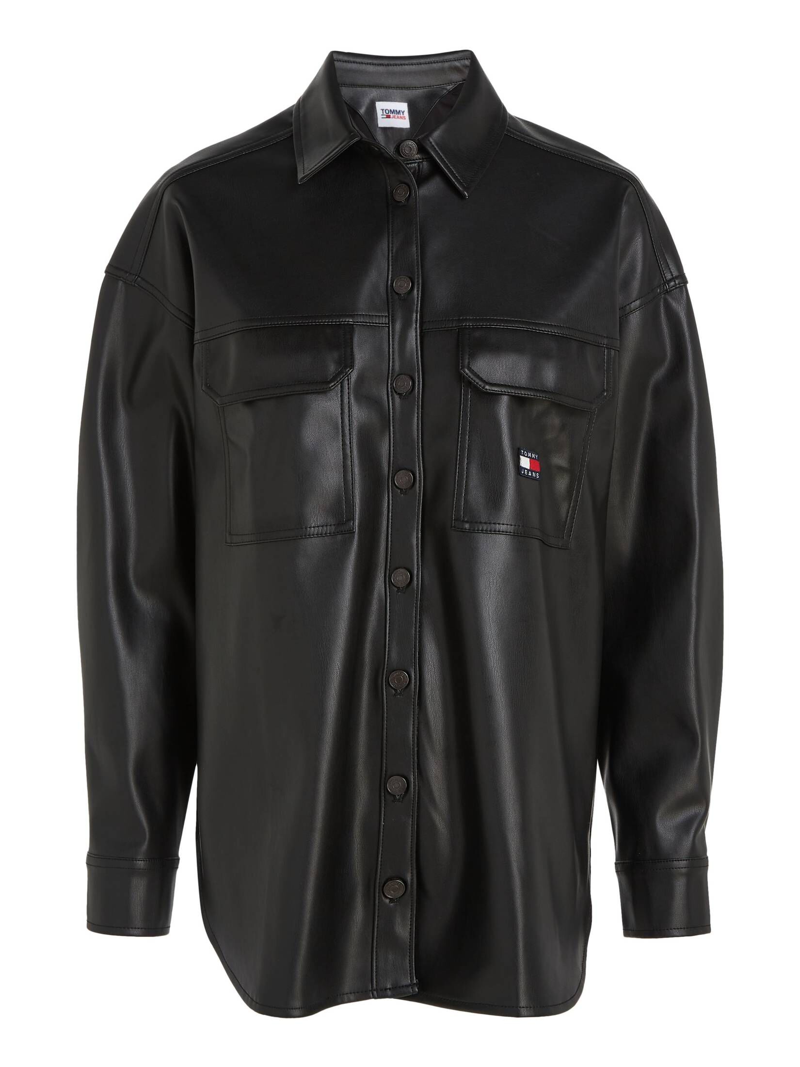Tommy Jeans| Damen Hemdjacke aus Kunstleder TJW SPR OVS PLEATHER OVERSHIRT