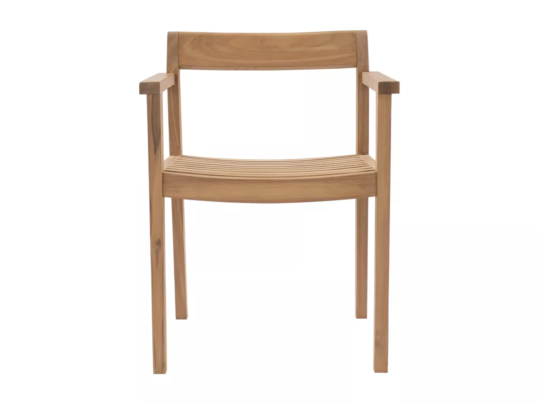 Salle à manger de jardin en teck : 1 table carrée + 4 fauteuils - Naturel clair - ALLENDE de MYLIA