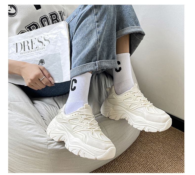 caneik - Sneakers met vetersluiting en effen mesh-paneel