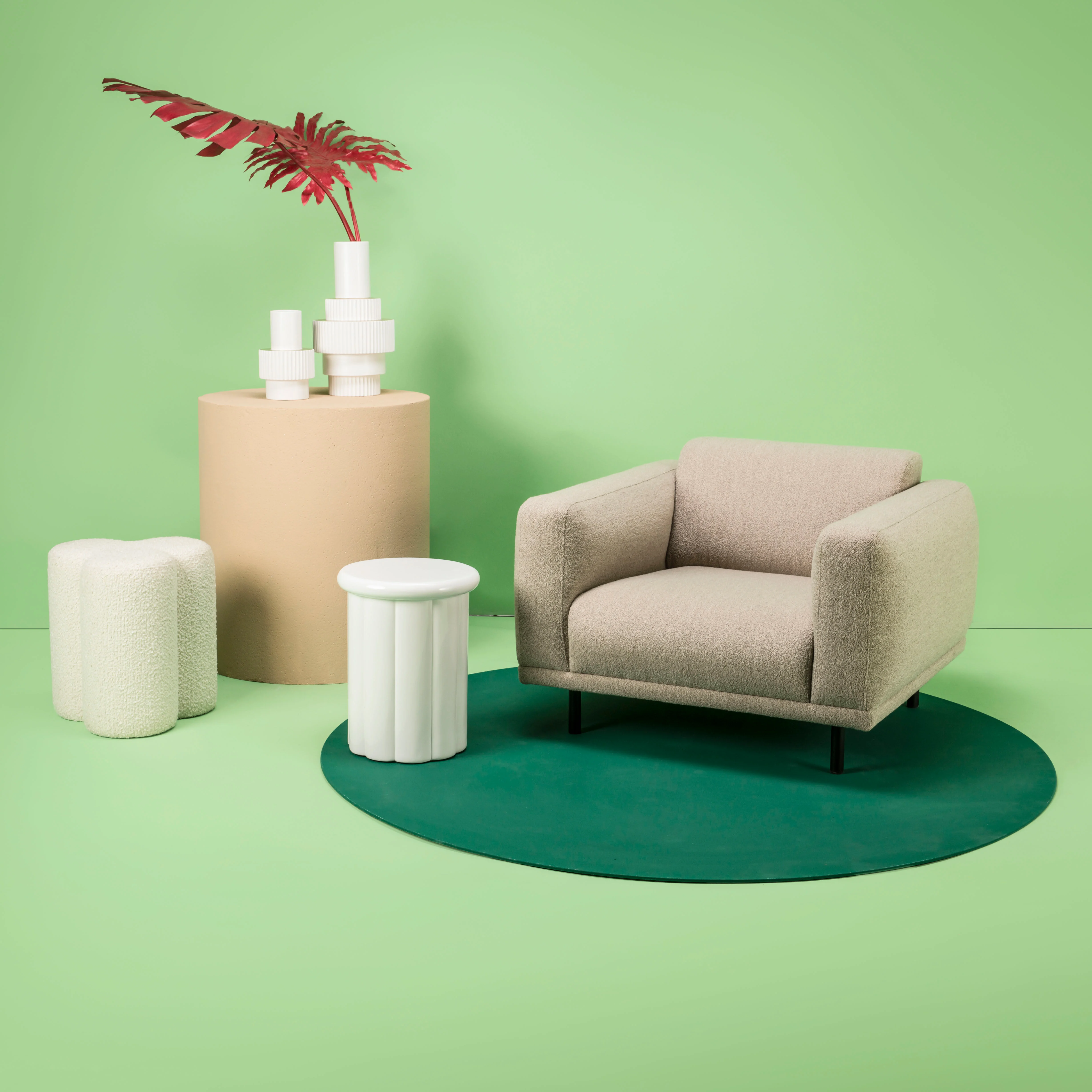 CLOVER - Pouf tissu | Blanc