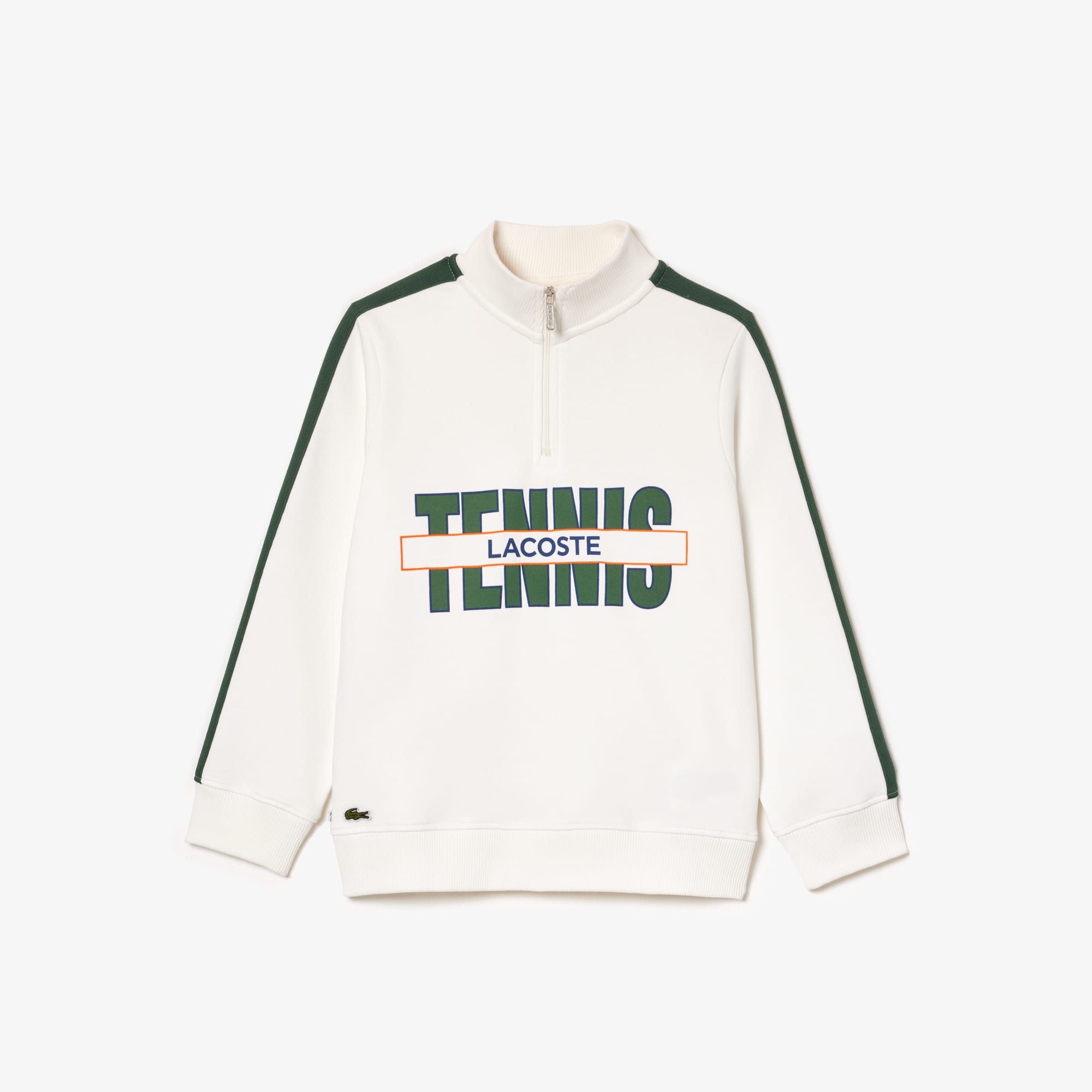 Sweatshirt imprimé col zippé en coton Pullovers & Sweatshirts - Blanc - Lacoste - Enfant