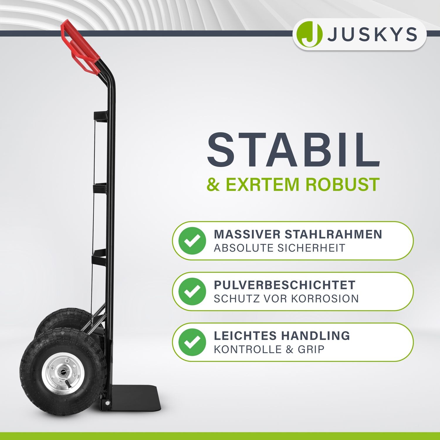 Juskys Sackkarre Basic klappbar Transportkarre mit Luftreifen, Griffen & Stahlrahmen Handkarre