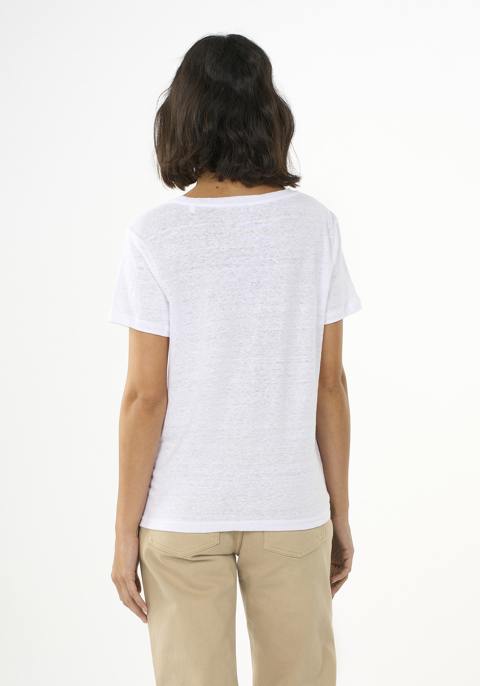 Knowledge Cotton Apparel Leinen-T-Shirt Reg Linen Bright White