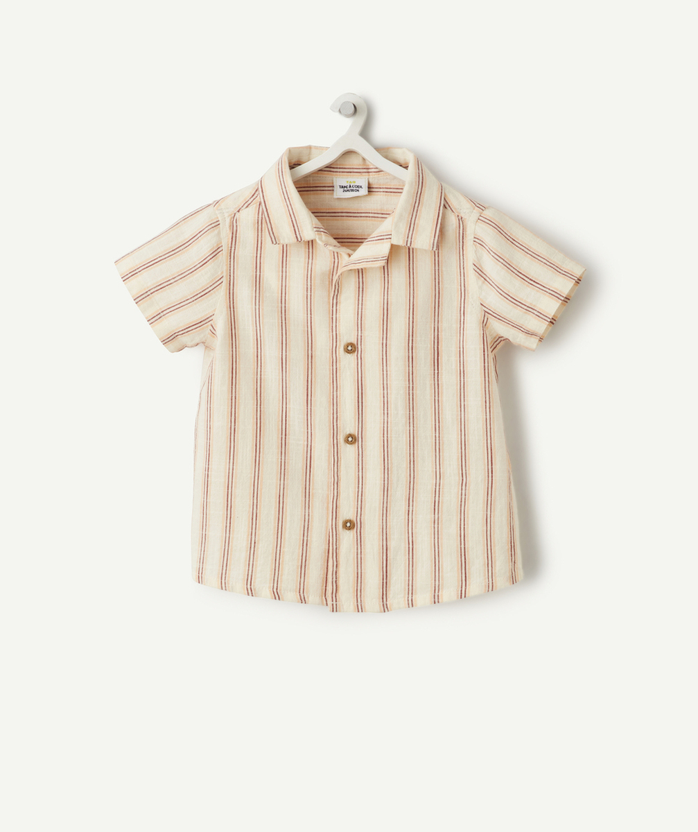 chemise manches courtes bébé garçon en coton imprimé à rayures colorées