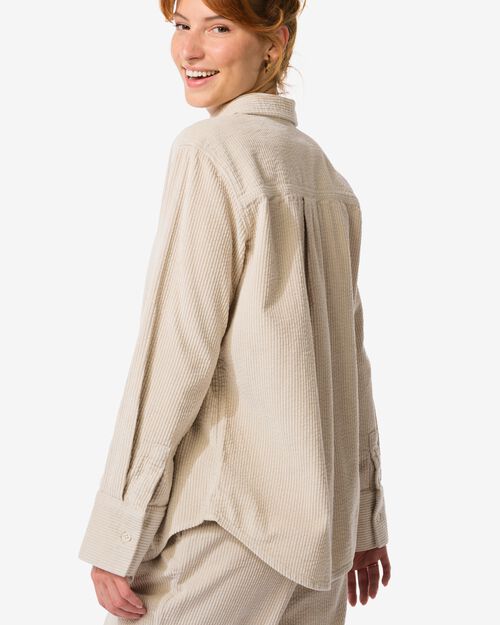 chemise femme Lena en velours côtelé sable
