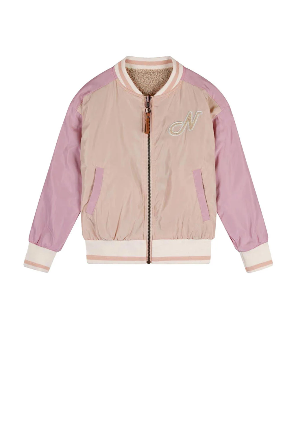 NONO reversible bomberjack zomer Bomber zand/roze