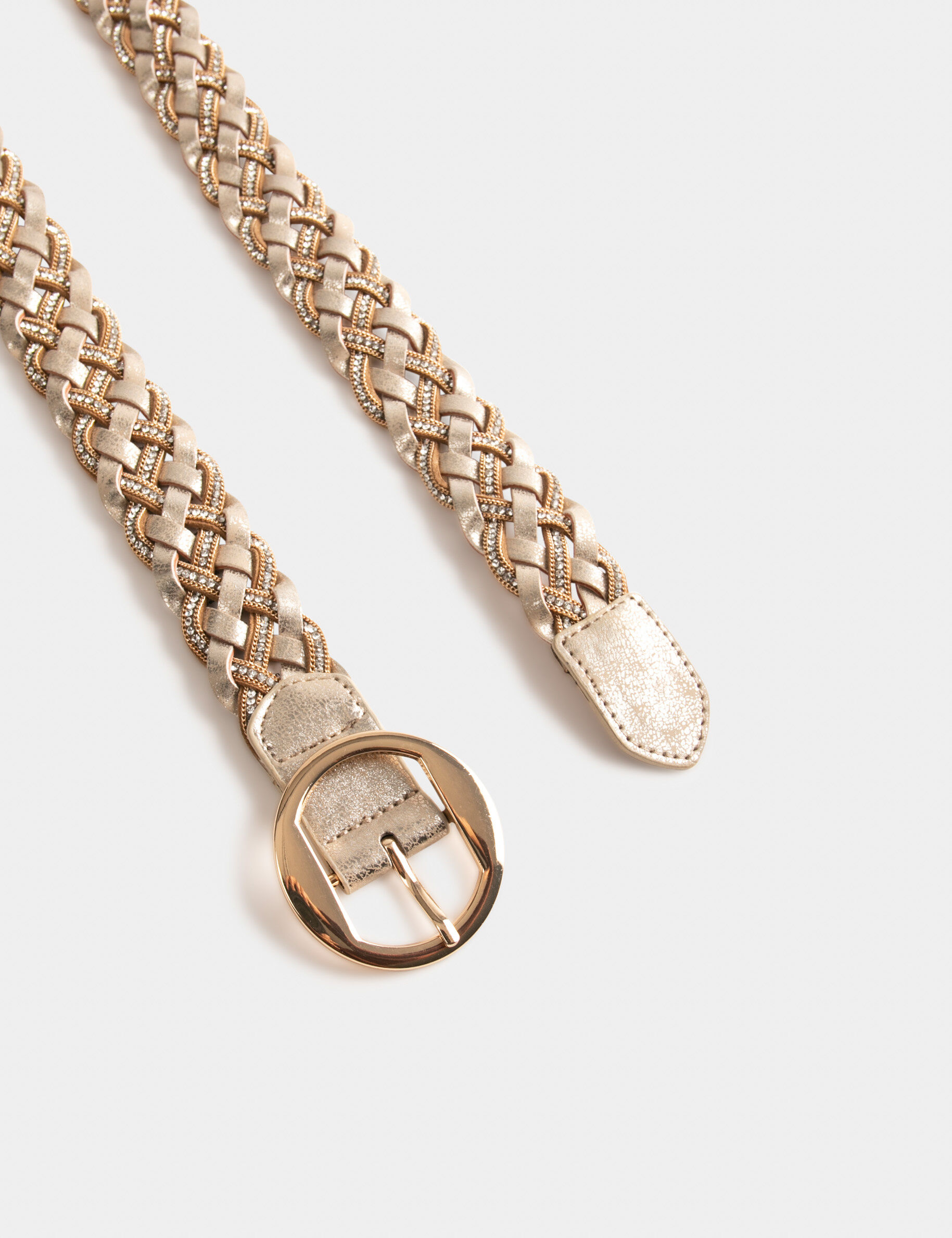 Ceinture tressée avec strass dore femme - dore