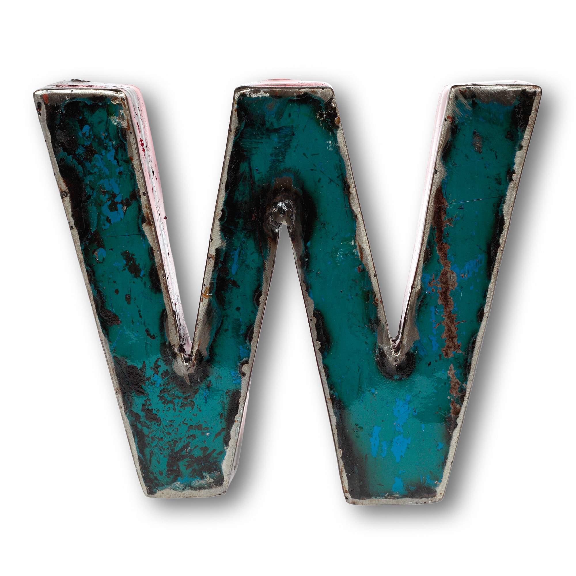 Metallbuchstabe 'W', multicolor, T 26 cm, B 20 cm, H 4 cm von fischer's lagerhaus