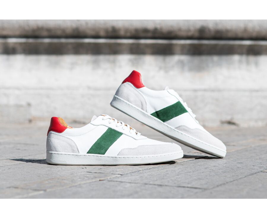 Sneakers cuir homme Ecru et Vert - BERRINGA