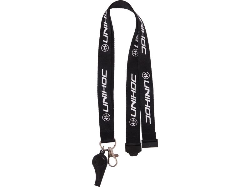 Unihoc Coach-Pfeife mit Band Schwarz Schiedsrichterpfeife