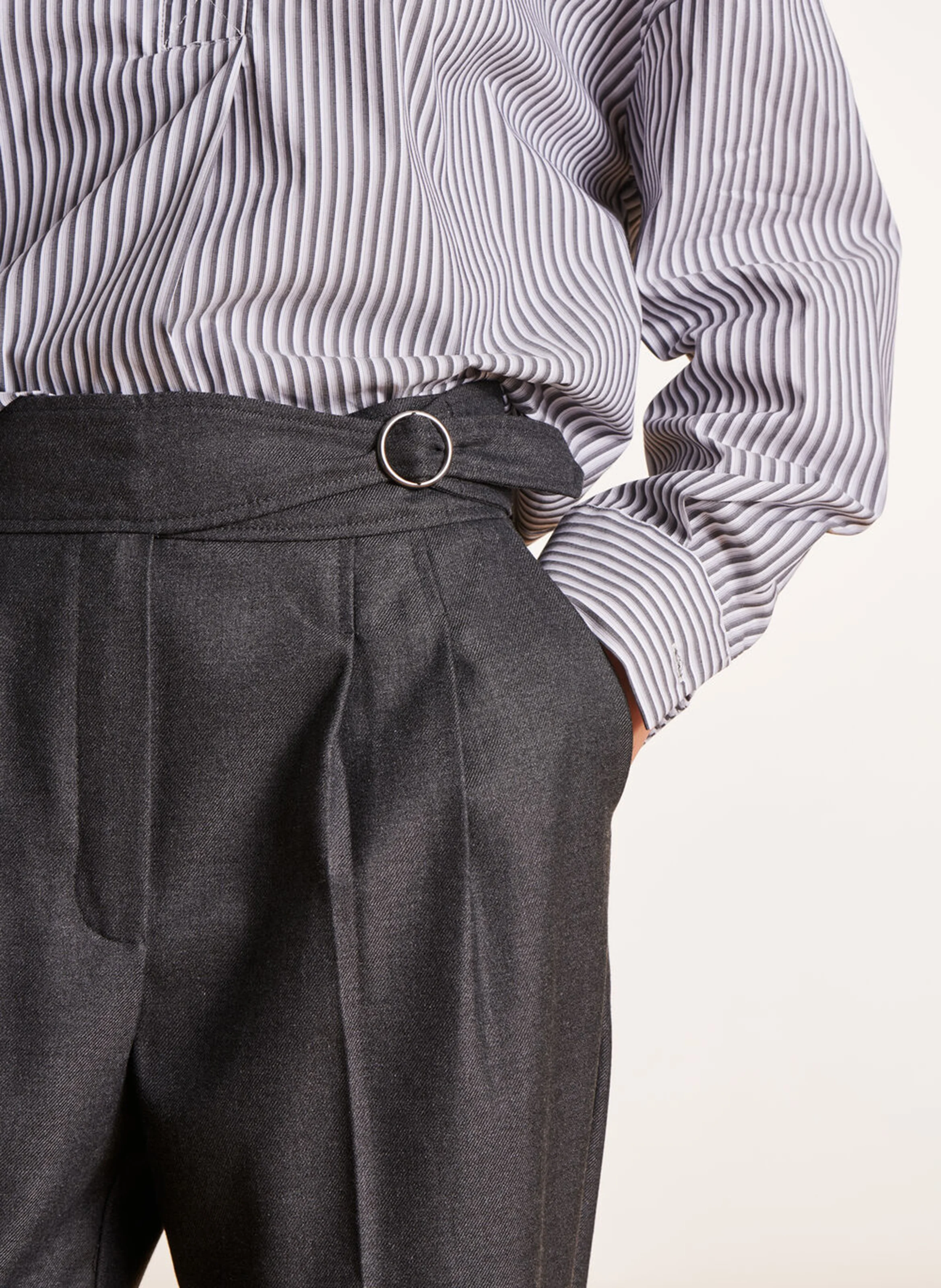 Pantalon large| Gris