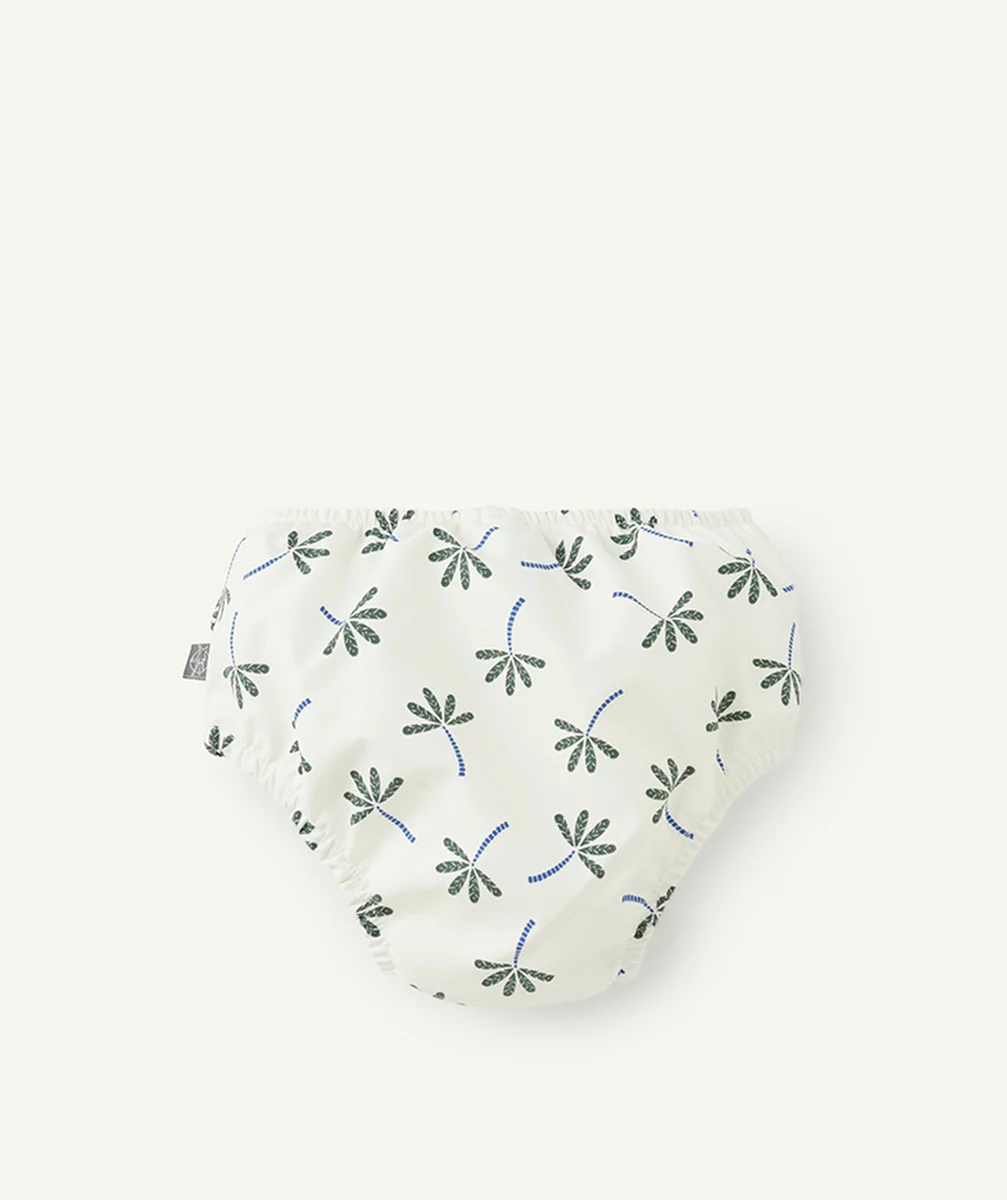 LASSIGMAILLOT DE BAIN COUCHE RÉUTILISABLE BÉBÉ FILLE BLANC AVEC IMPRIMÉ PALMIERS