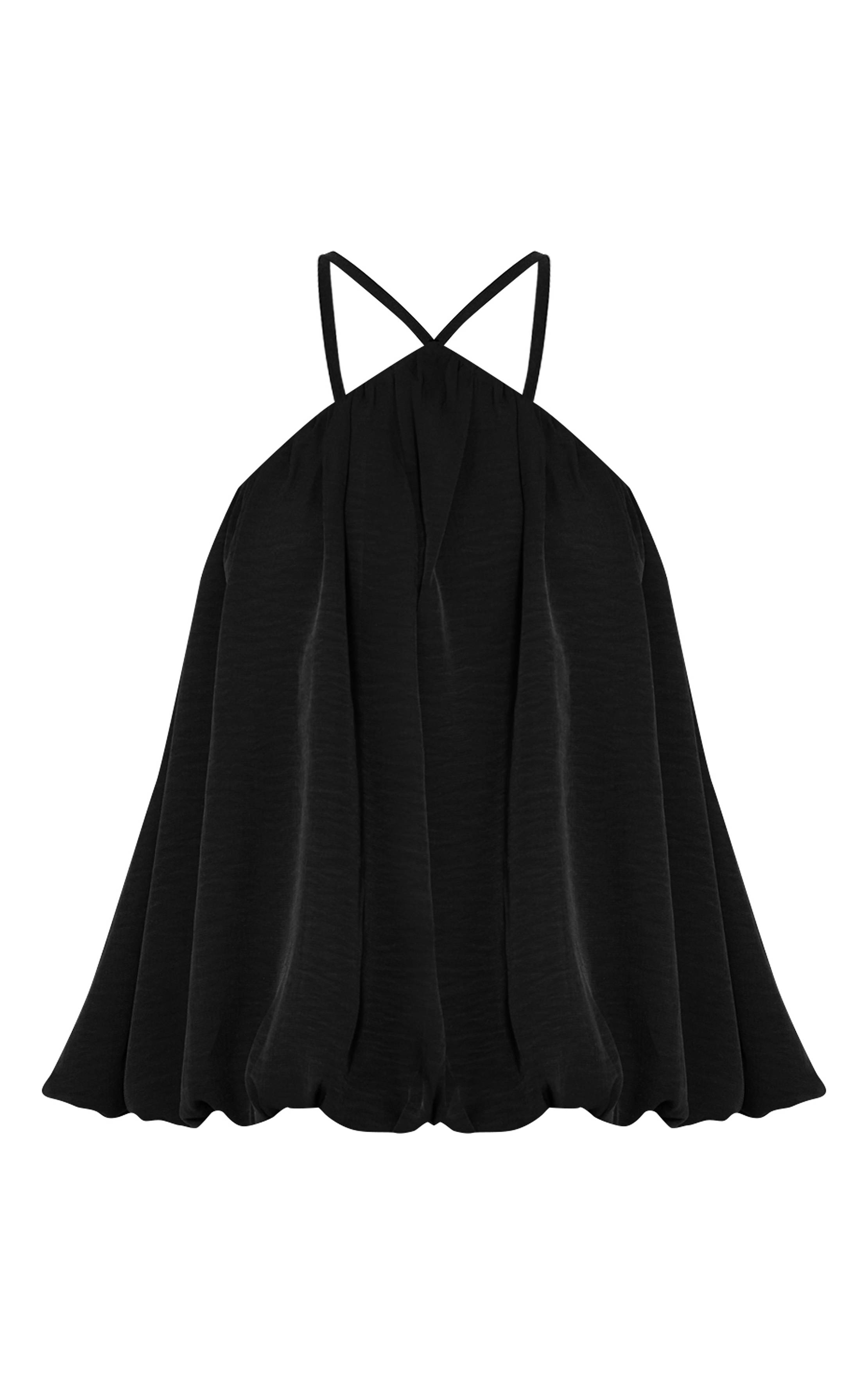 Noir Top Boule En Mousseline De Soie À Col Licou