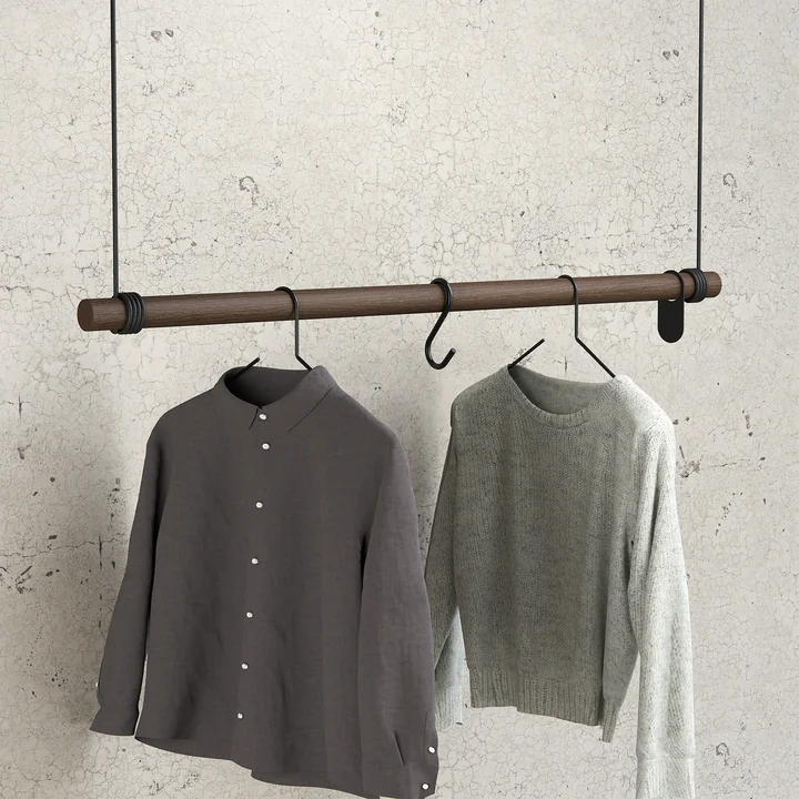 Lind DNA - Swing Hängegarderobe M (80 cm), Eiche schwarz / Leder schwarz