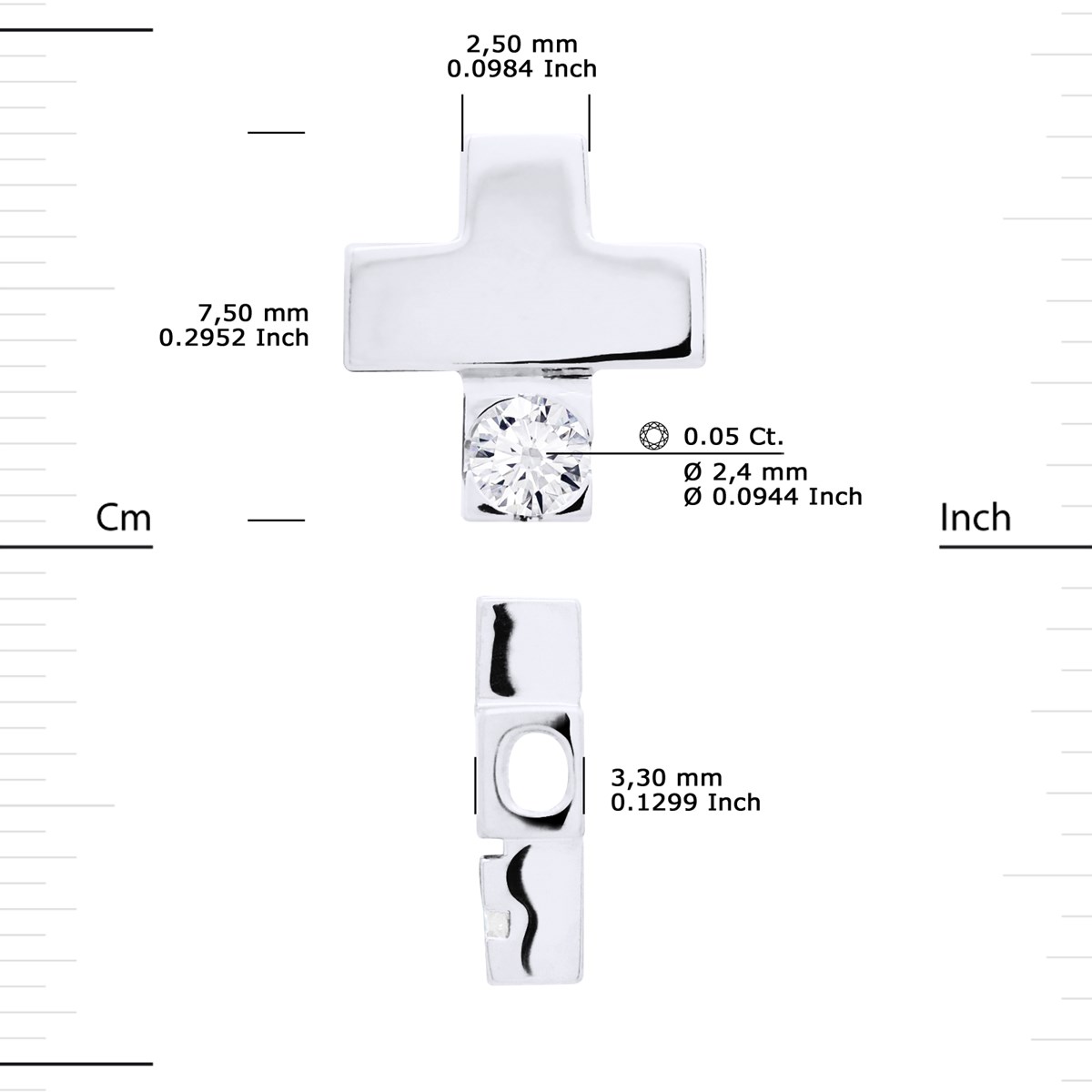 Bracelet CROIX Diamant Naturel 0,050 Cts Argent 925