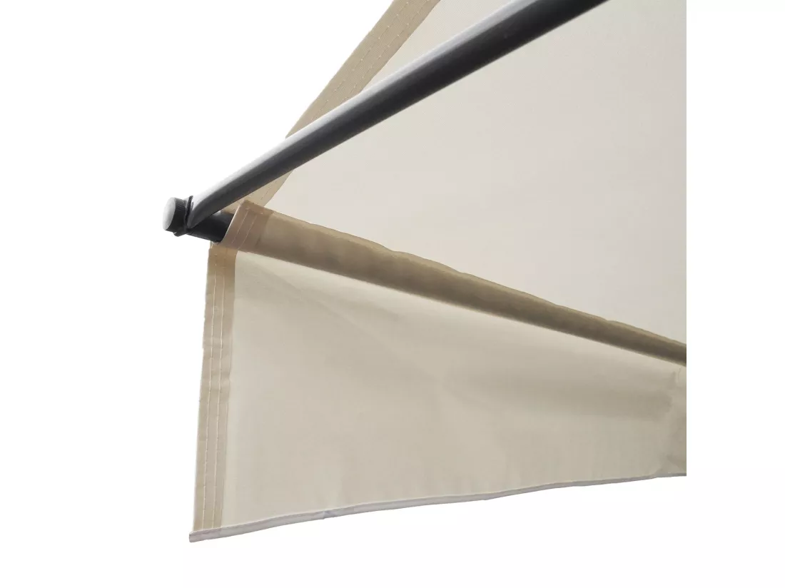 Store banne pour balcon CHENE 2 × 1,2m - Toile beige et structure grise - HAPPY GARDEN