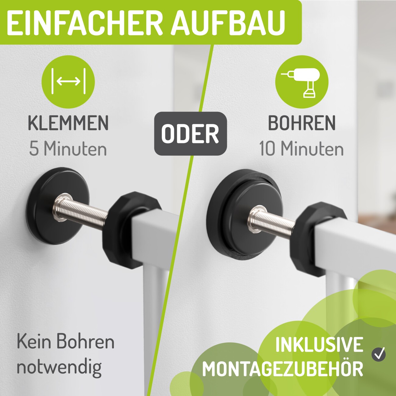 bomi Tierschutzgitter mit Katzenklappe Extrahoch 107 cm - Mira 73-143 cm in Weiß für Hunde & Katzen XS