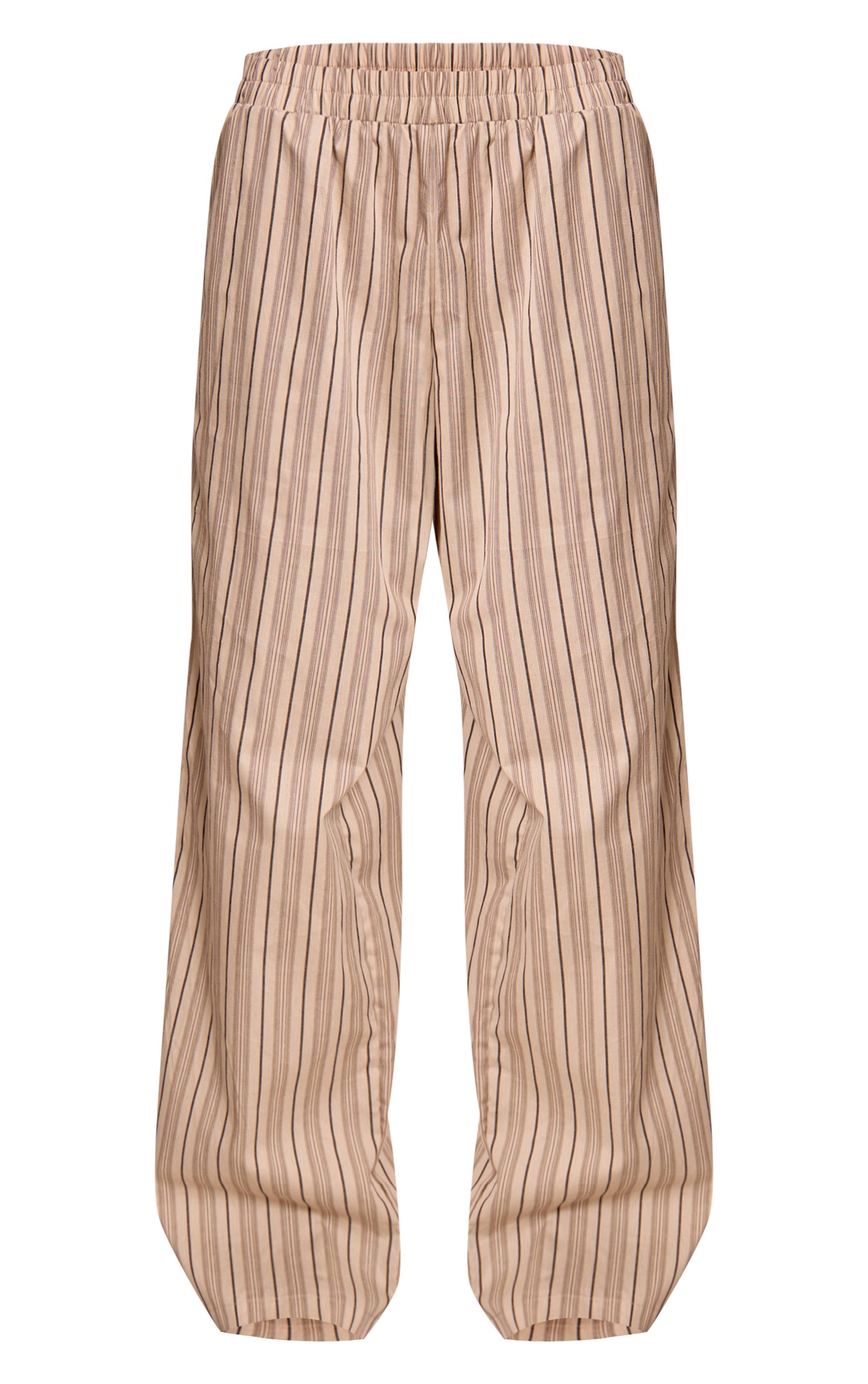 Gris Pierre Pantalon Droit Tissé À Fines Rayures