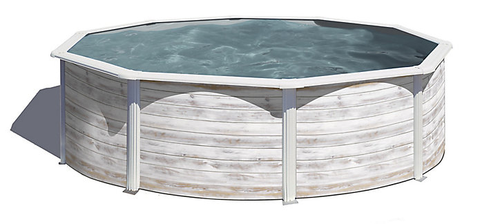 Piscine hors sol acier aspect bois Gré Finlande ø3,70 x h.1,22 m