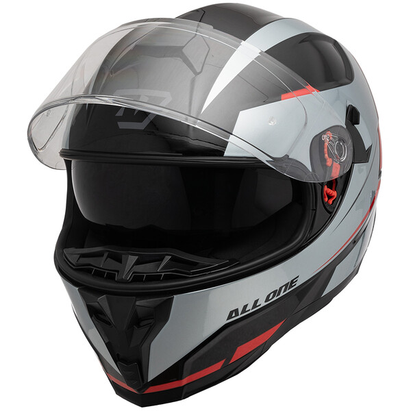 All One - Casque Apollo Sharp Gris / Noir / Rouge Mat