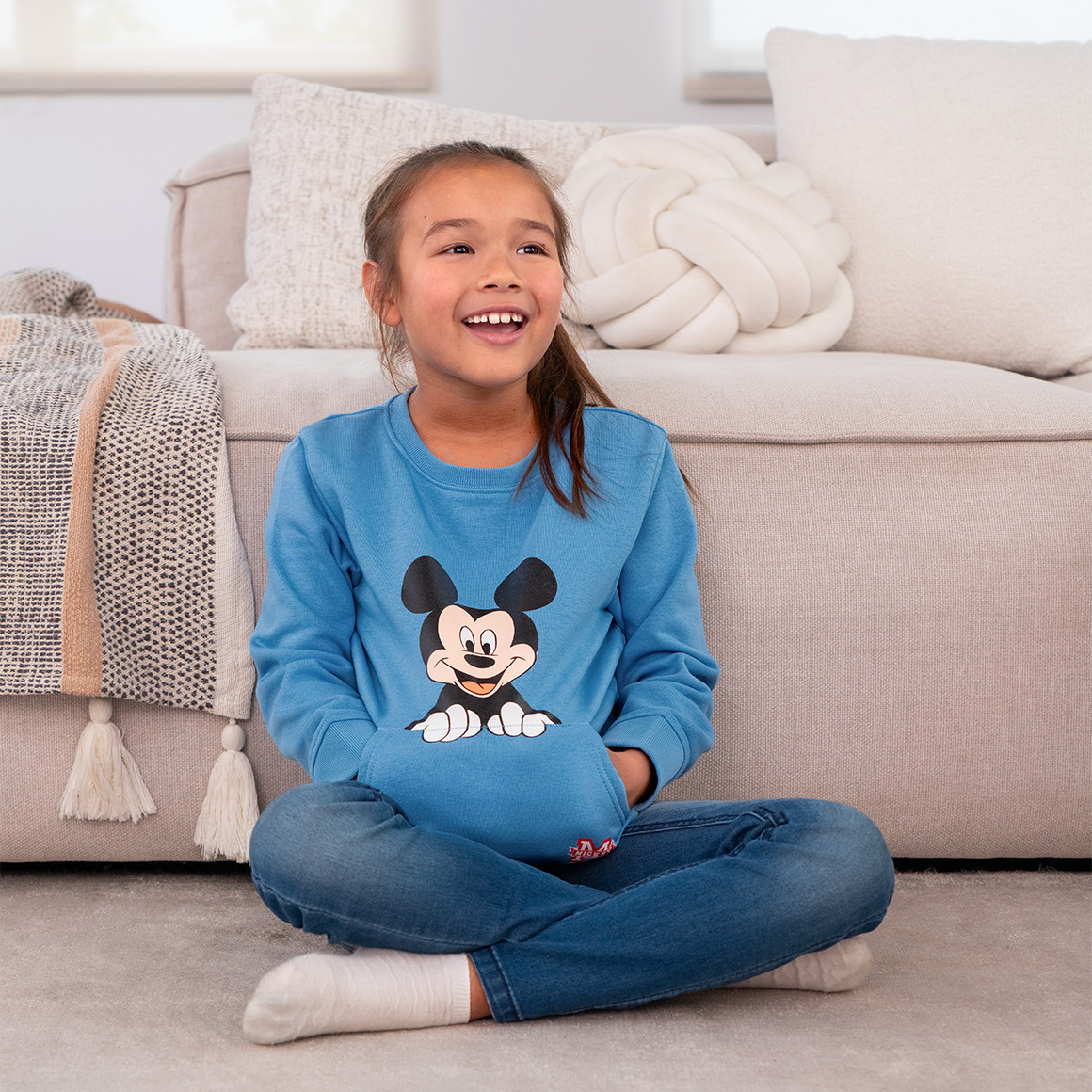 Topolino Micky Maus Sweatshirt mit Kängurutasche hellblau