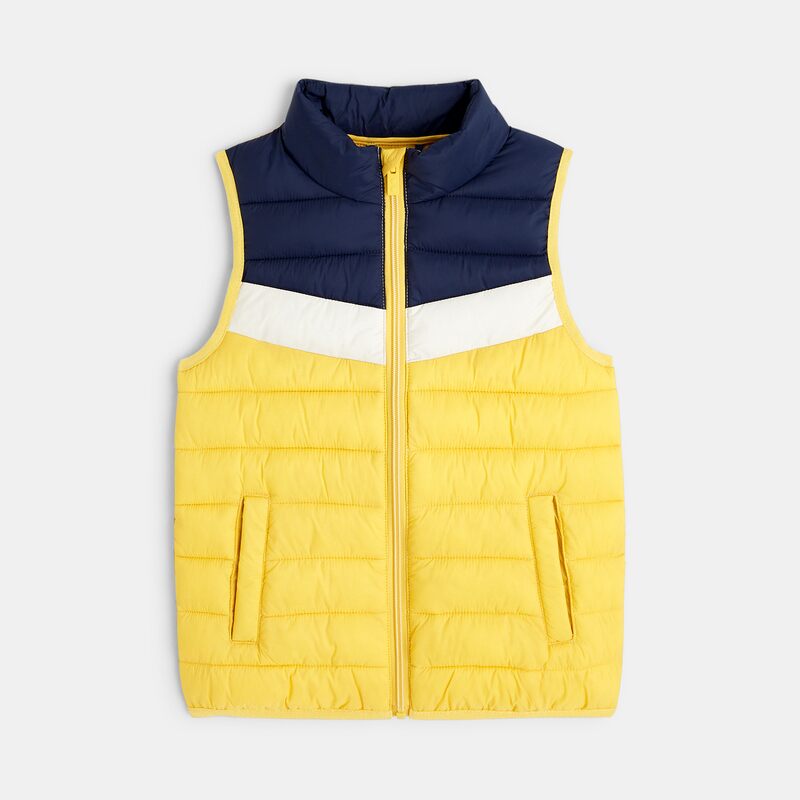 Doudoune sans manches colorblock jaune garçon