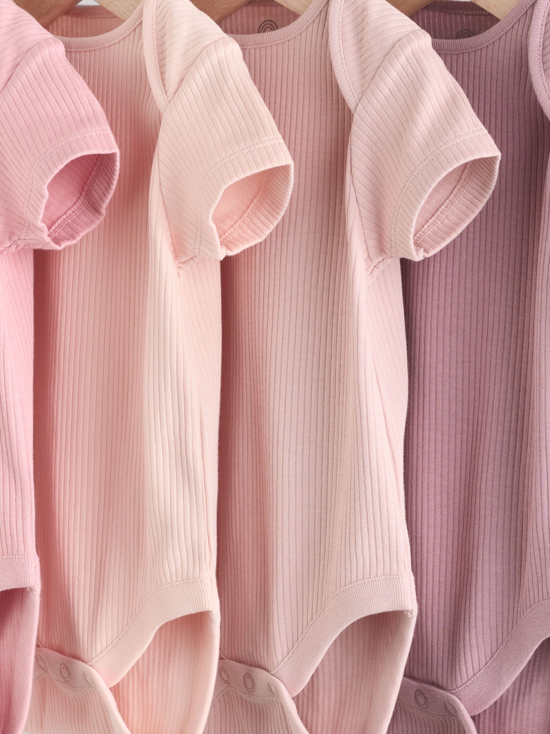 Roze - 5 Babyrompertjes met korte mouwen